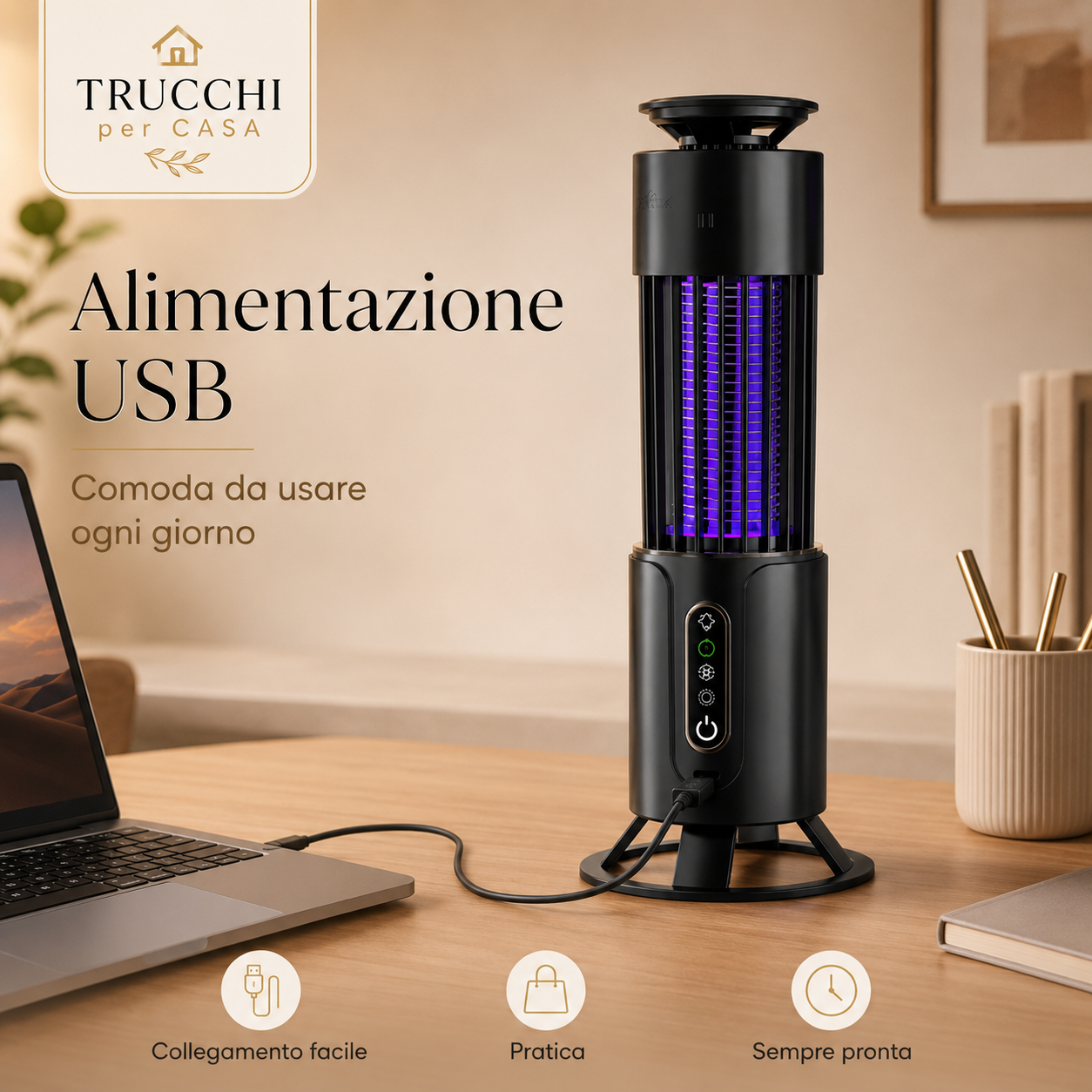 Lampada Anti-Zanzare UV Ricaricabile