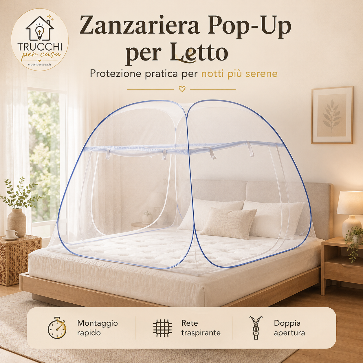 Zanzariera Pop-Up per Letto