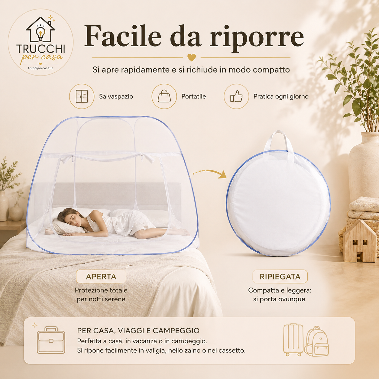 Zanzariera Pop-Up per Letto
