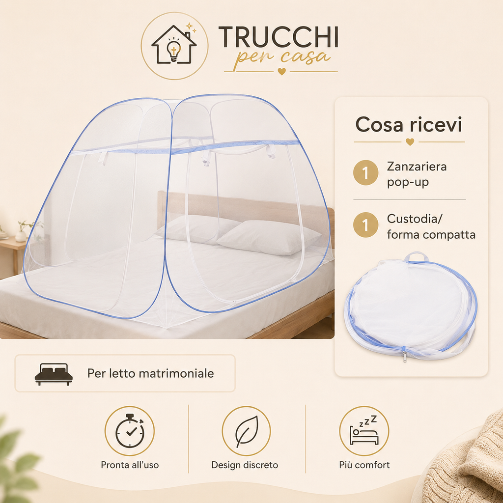 Zanzariera Pop-Up per Letto