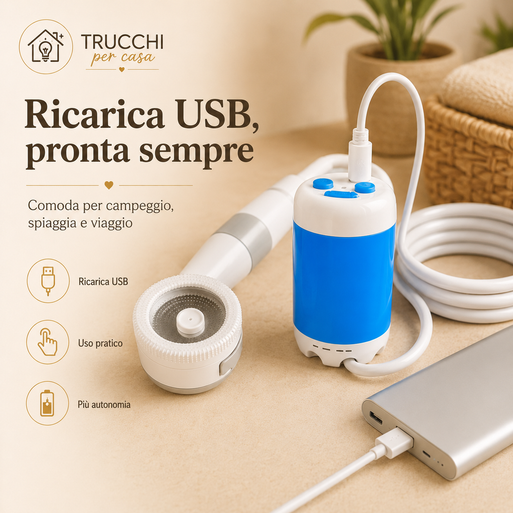 Doccia Portatile da Campeggio Ricaricabile