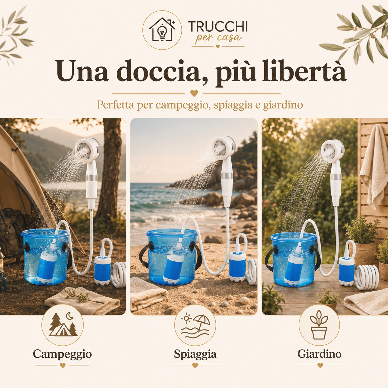 Doccia Portatile da Campeggio Ricaricabile