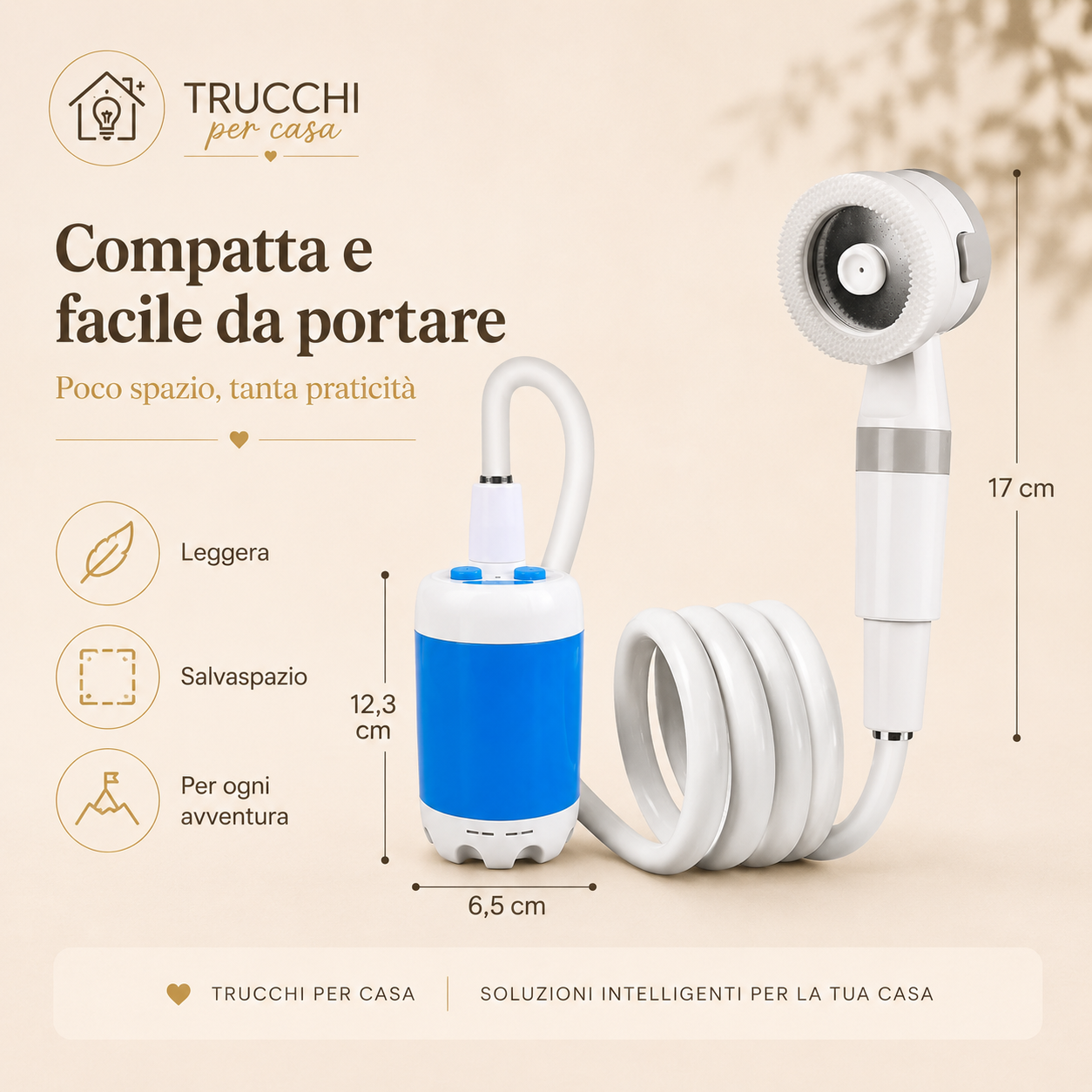 Doccia Portatile da Campeggio Ricaricabile