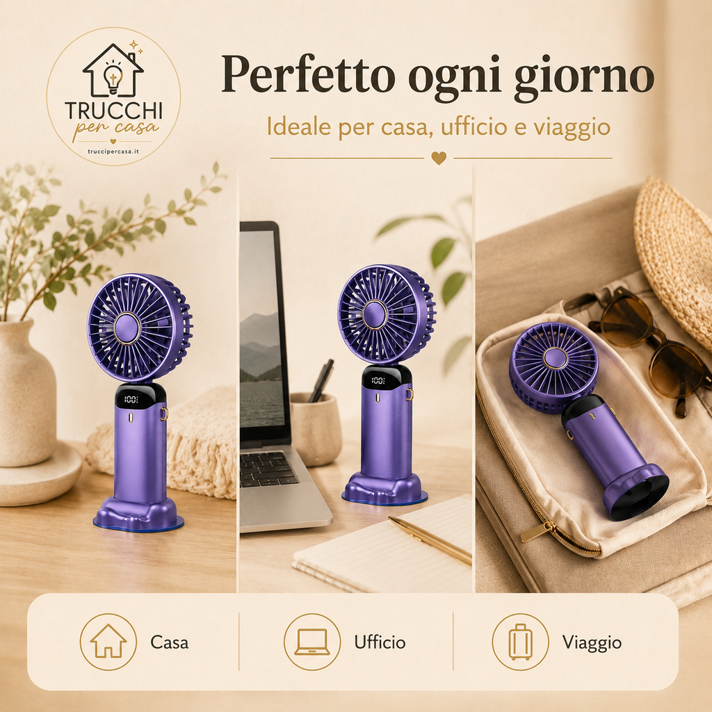 Ventilatore Portatile Ricaricabile con Display