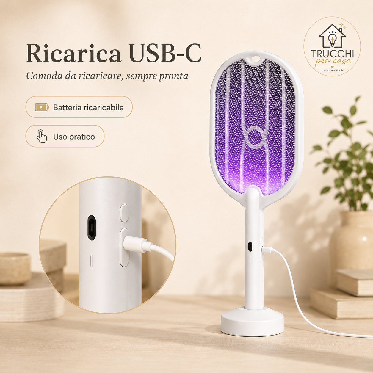 Racchetta Anti-Zanzare 3 in 1