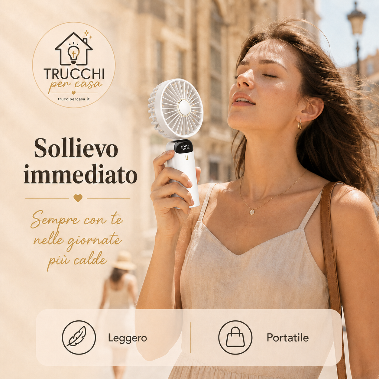 Ventilatore Portatile Ricaricabile con Display