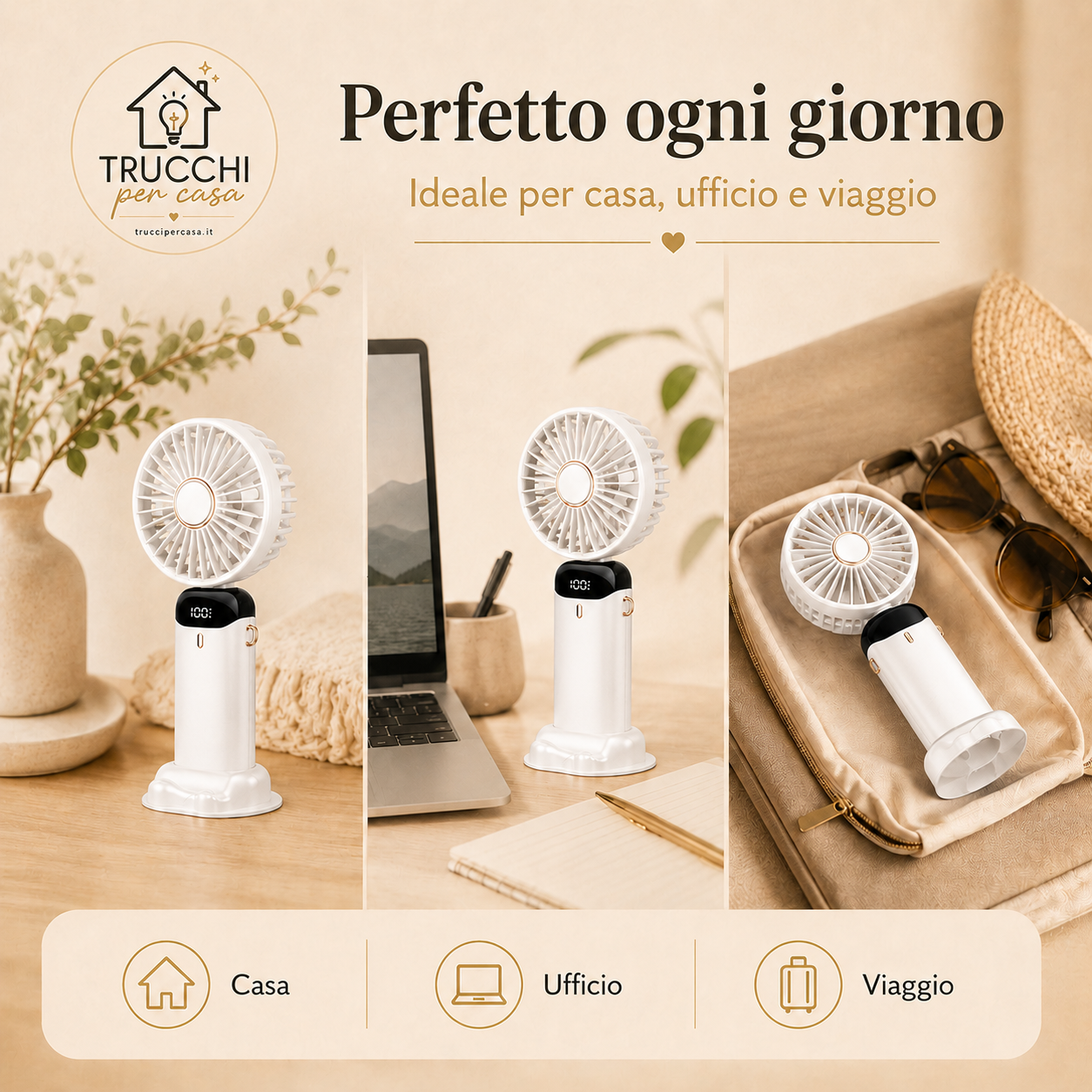 Ventilatore Portatile Ricaricabile con Display