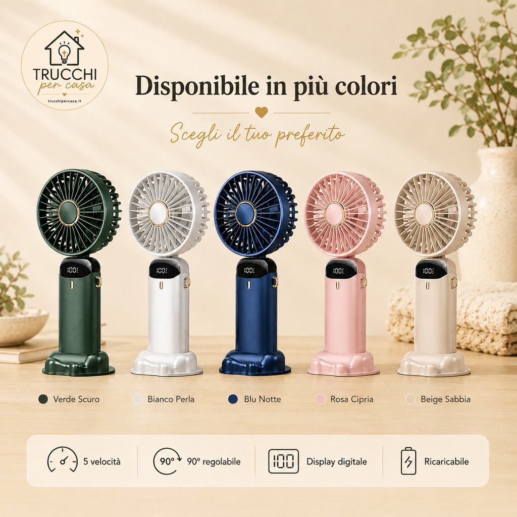 Ventilatore Portatile Ricaricabile con Display