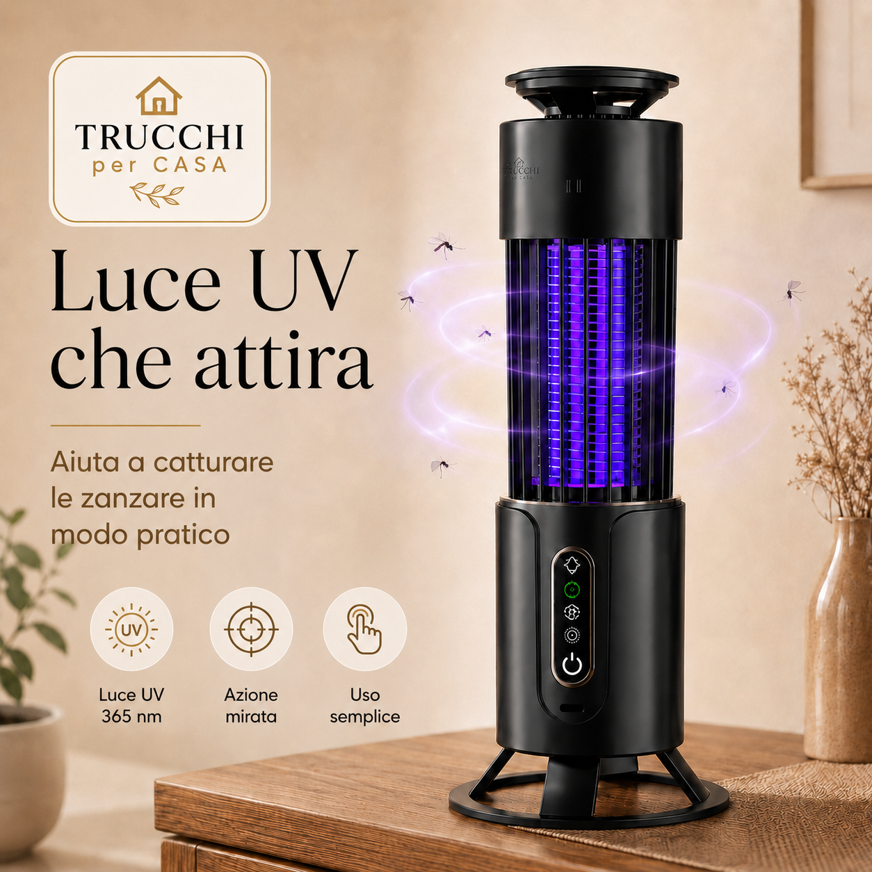 Lampada Anti-Zanzare UV Ricaricabile